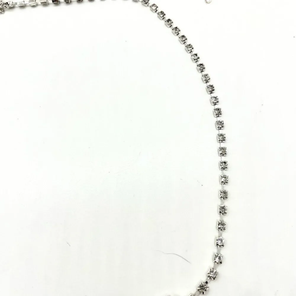 Y2K RHINESTONE BELT Silver Tone Heart Chain Waist Belt Body Chain